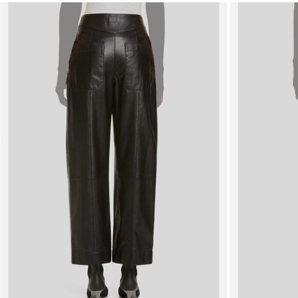Jason Wu Straight-Leg Lamb Leather Black Pants Size 4 - Picture 2 of 10